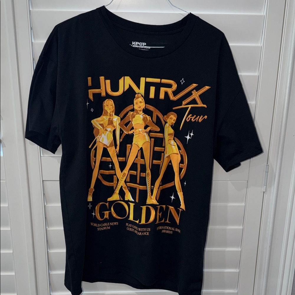 K POP Demon Hunters Black Graphic HUNTER X T-Shirt-XL